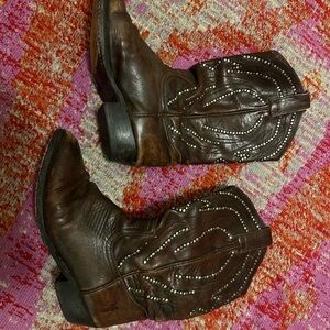 Frye Dark Brown Studded Leather Boots